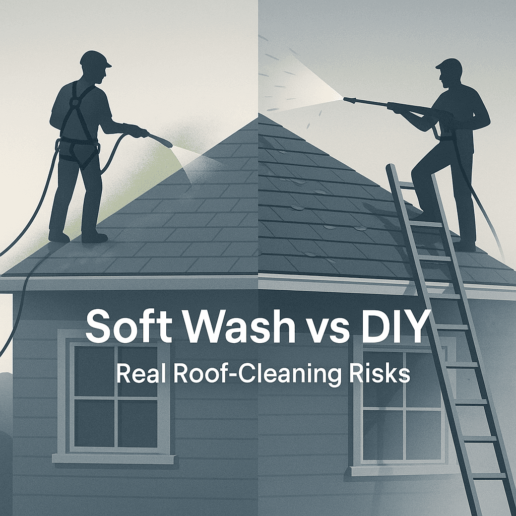 Soft Wash vs DIY Roof Cleaning: Real Risks
