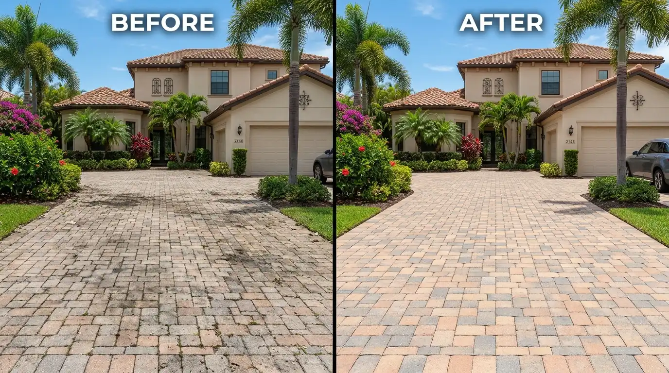 Driveway pressure washing Naples